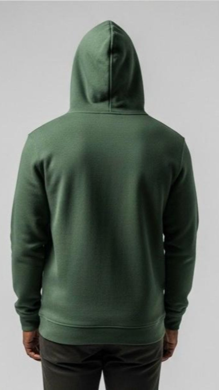 Green hoodie on a gray background
