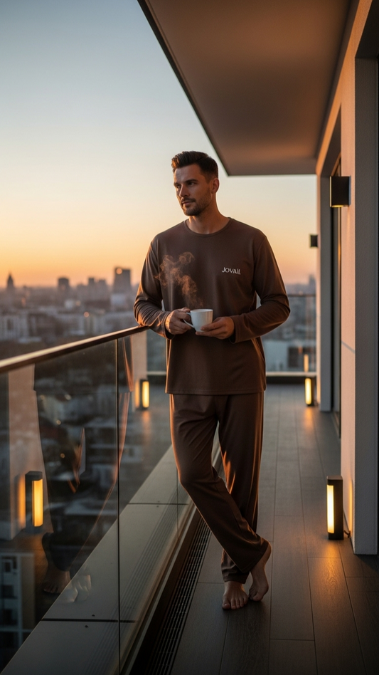 Luxe Earthstone Brown Modal Nightwear Set for Men – Jovail