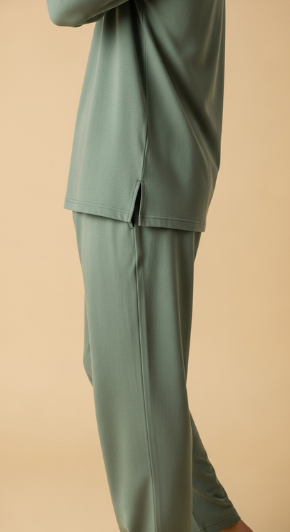 JOVAIL Men’s Nightwear Set – Sage Green | Relaxed Luxury Co-Ord in Premium Cotton