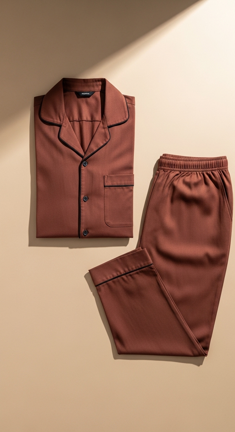 JOVAIL Men’s Nightwear Set – Burnt Sienna | Premium Cotton Lounge Co-Ord