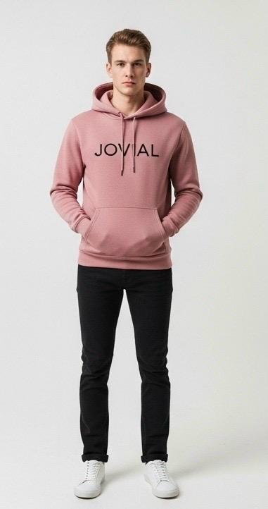 JOVAIL Men's Dusty Rose Premium Fleece Hoodie