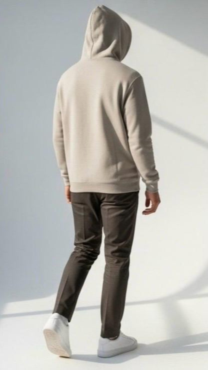 JOVIAL Stone Beige Premium Fleece Hoodie – Minimalist Urban Style