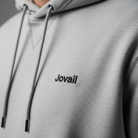 JOVAIL Men’s Minimalist Hoodie – Light Gray