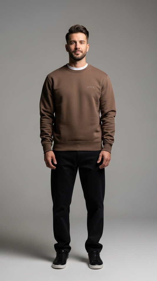JOVAIL Men’s Sweatshirt – Mocha Brown Luxe